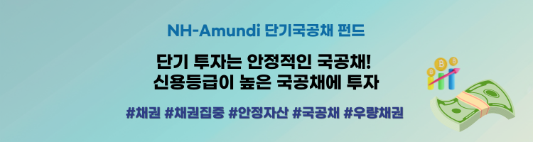 NH-Amundi 단기국공채 펀드 단기 투자는 안정적인 국공채! 신용등급이 높은 국공채에 투자 #채권 #채권집중 #안정자산 #국공채 #우량채권