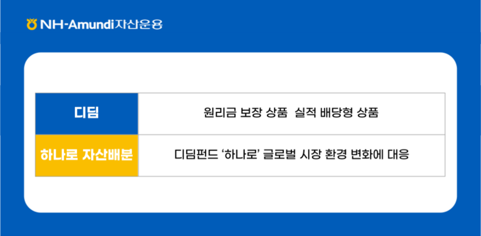 디딤: 원리금 보장 상품 실적 배당형 상품 ㅣ 하나로 자산배분: 디딤펀드 '하나로' 글로벌 시장 환경 변화에 대응
